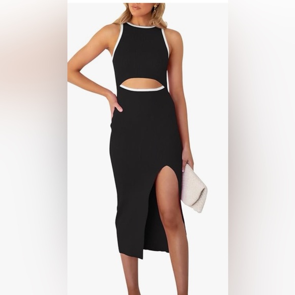 Black and white maxi dress with cut outs size small - Picture 1 of 4